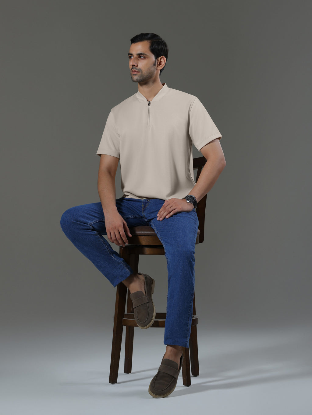 after-hours-henley-neck-zip-short-sleeves-clay image 2 - After Hours Henley Neck Zip Short Sleeves - Clay