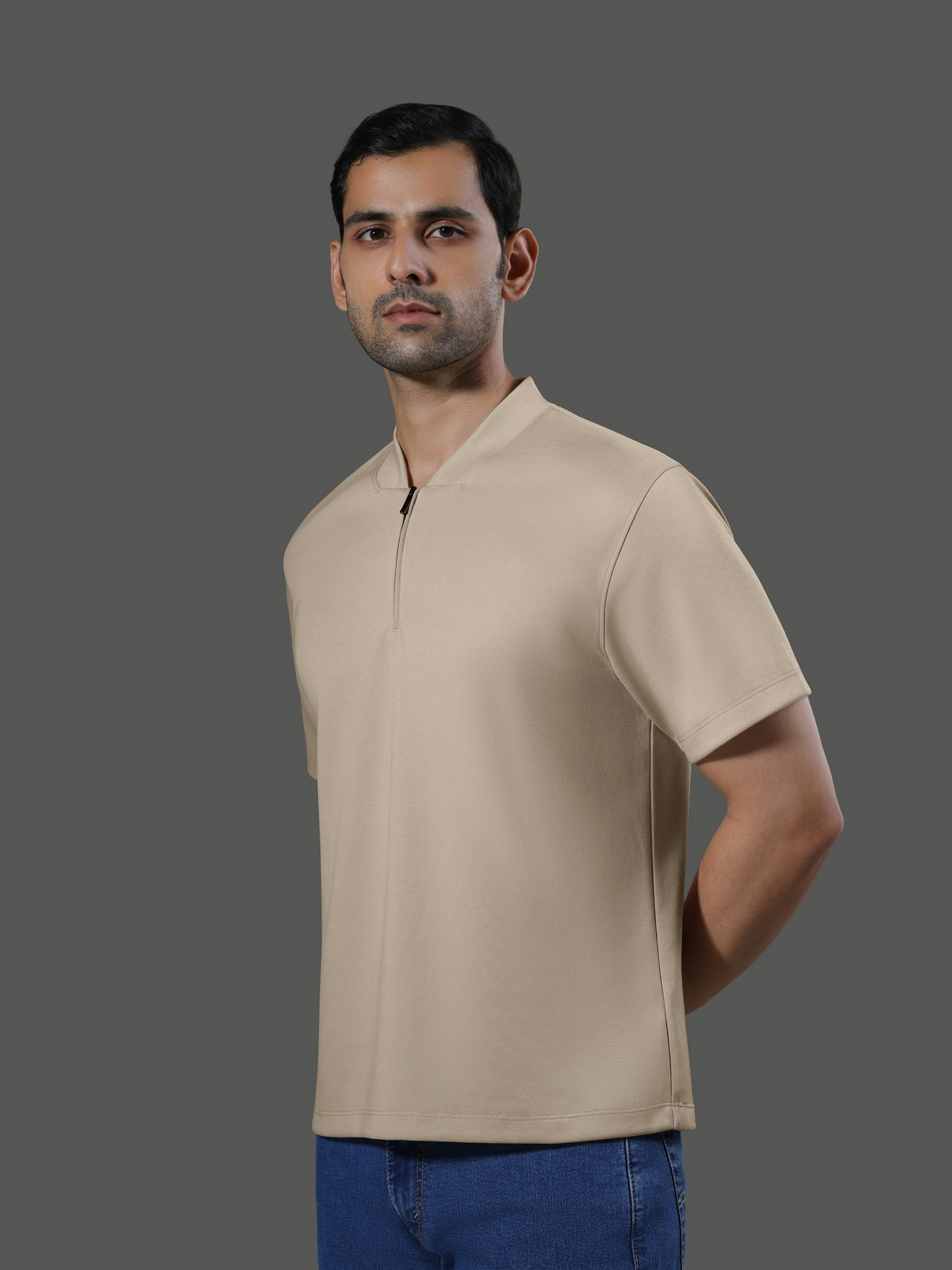 after-hours-henley-neck-zip-short-sleeves-clay image 3 - After Hours Henley Neck Zip Short Sleeves - Clay