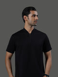 after-hours-henley-neck-zip-short-sleeves-obsidian image 1 - After Hours Henley Neck Zip Short Sleeves - Obsidian