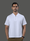 after-hours-henley-neck-zip-short-sleeves-porcelain image 1 - After Hours Henley Neck Zip Short Sleeves - Porcelain