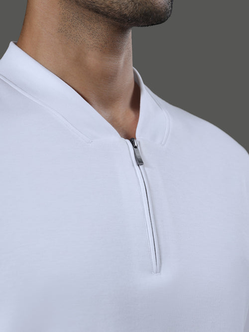 after-hours-henley-neck-zip-short-sleeves-porcelain image 3 - After Hours Henley Neck Zip Short Sleeves - Porcelain