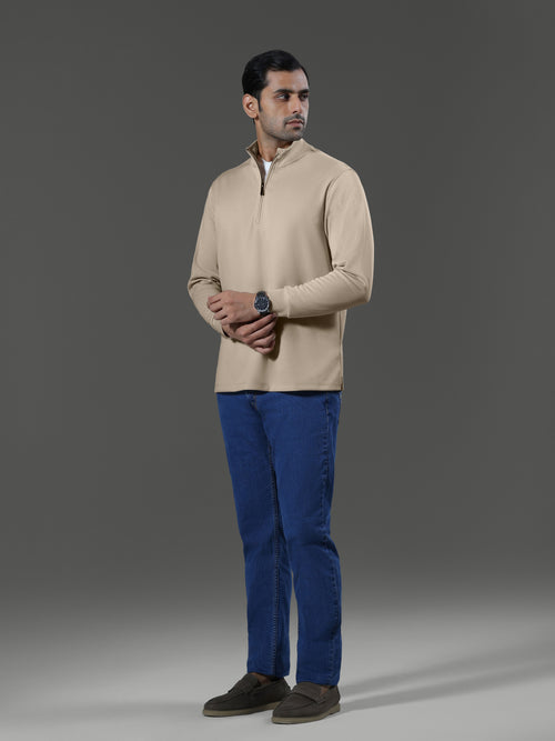 after-hours-high-neck-zip-long-sleeves-clay image 2 - After Hours 1/4 Zip Neck Long Sleeves - Clay