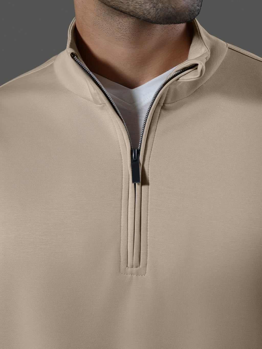 after-hours-high-neck-zip-long-sleeves-clay image 3 - After Hours 1/4 Zip Neck Long Sleeves - Clay