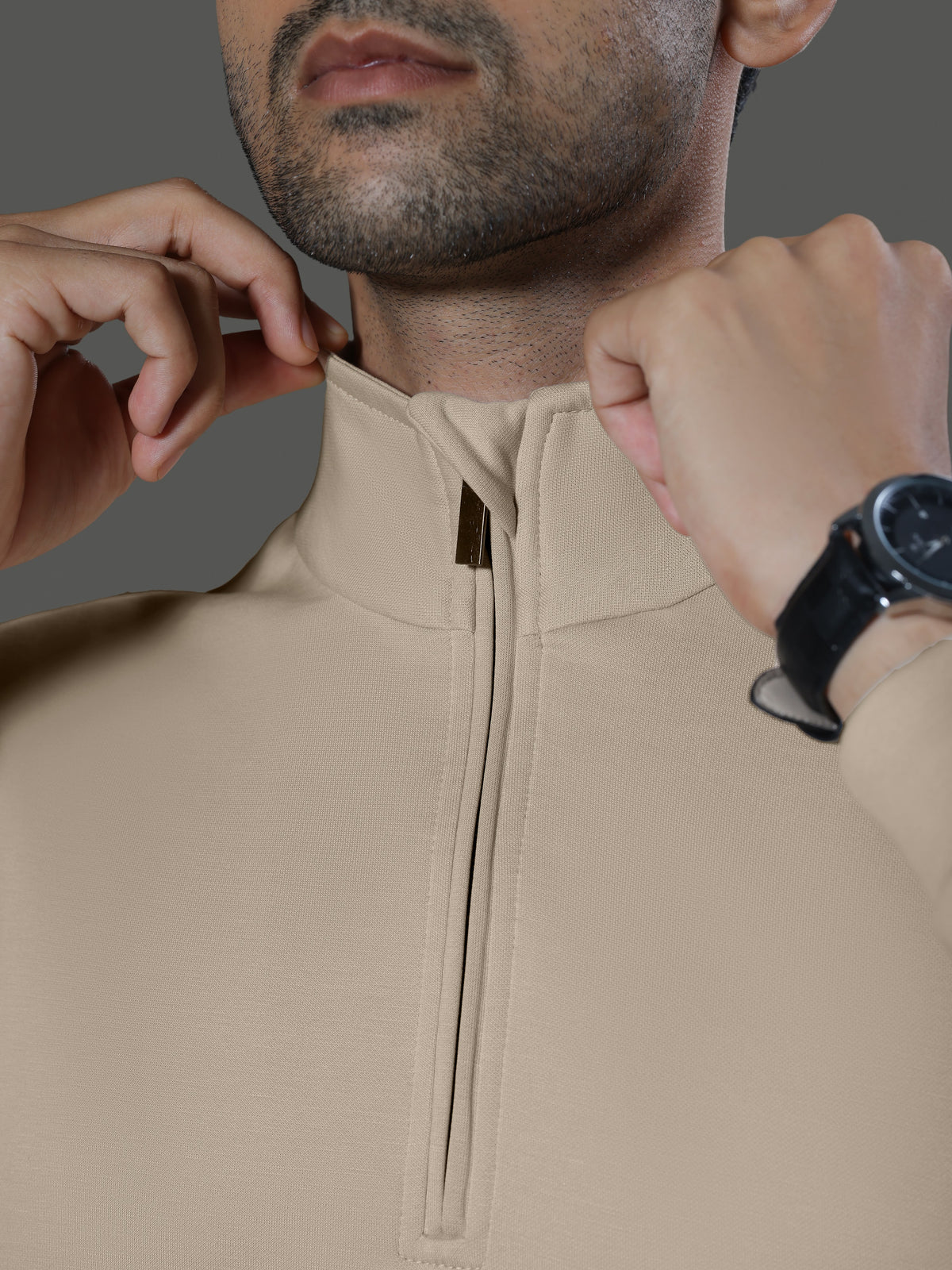 after-hours-high-neck-zip-long-sleeves-clay image 4 - After Hours 1/4 Zip Neck Long Sleeves - Clay