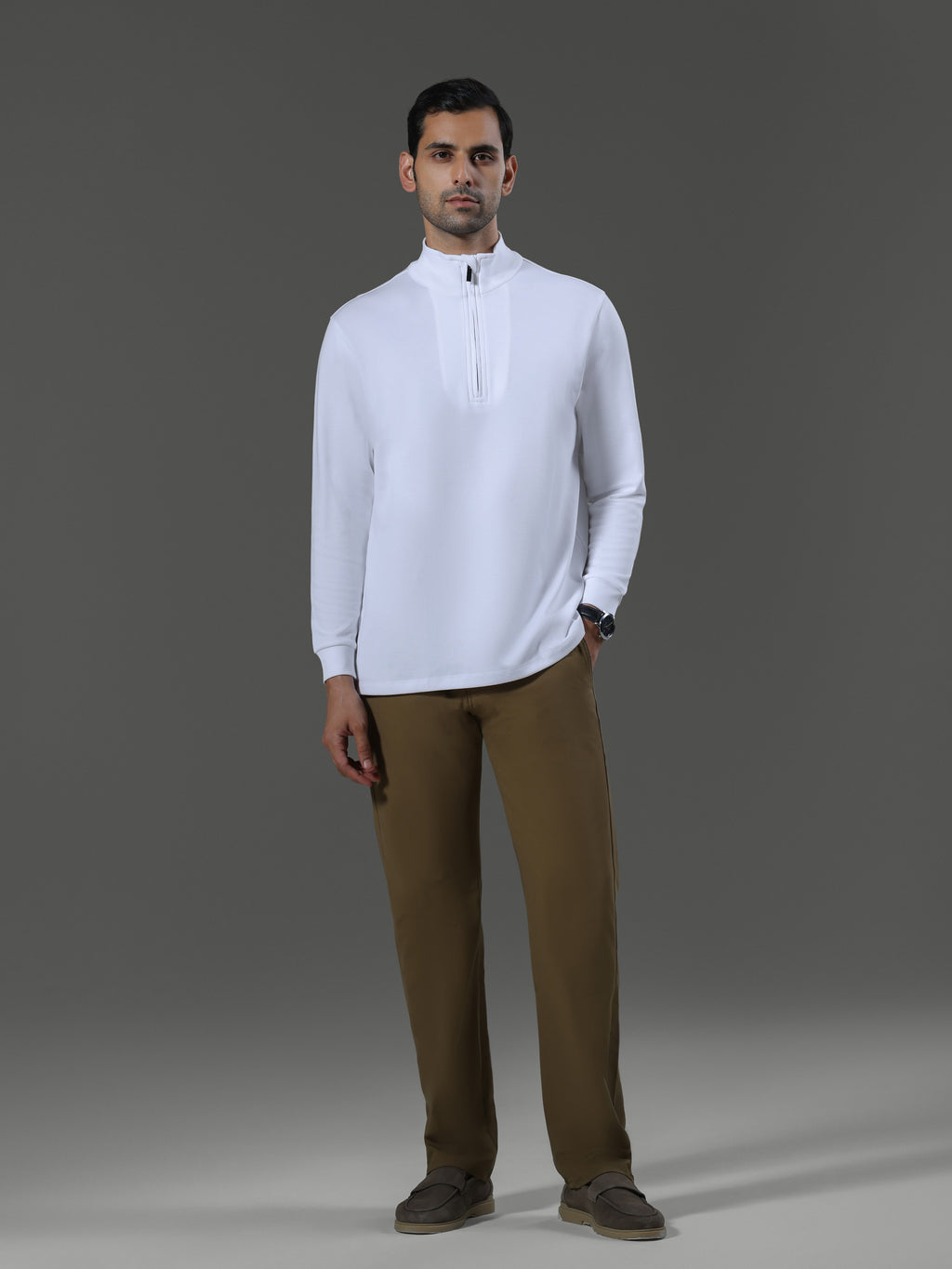 after-hours-high-neck-zip-long-sleeves-porcelain image 2 - After Hours 1/4 Zip Neck Long Sleeves - Porcelain