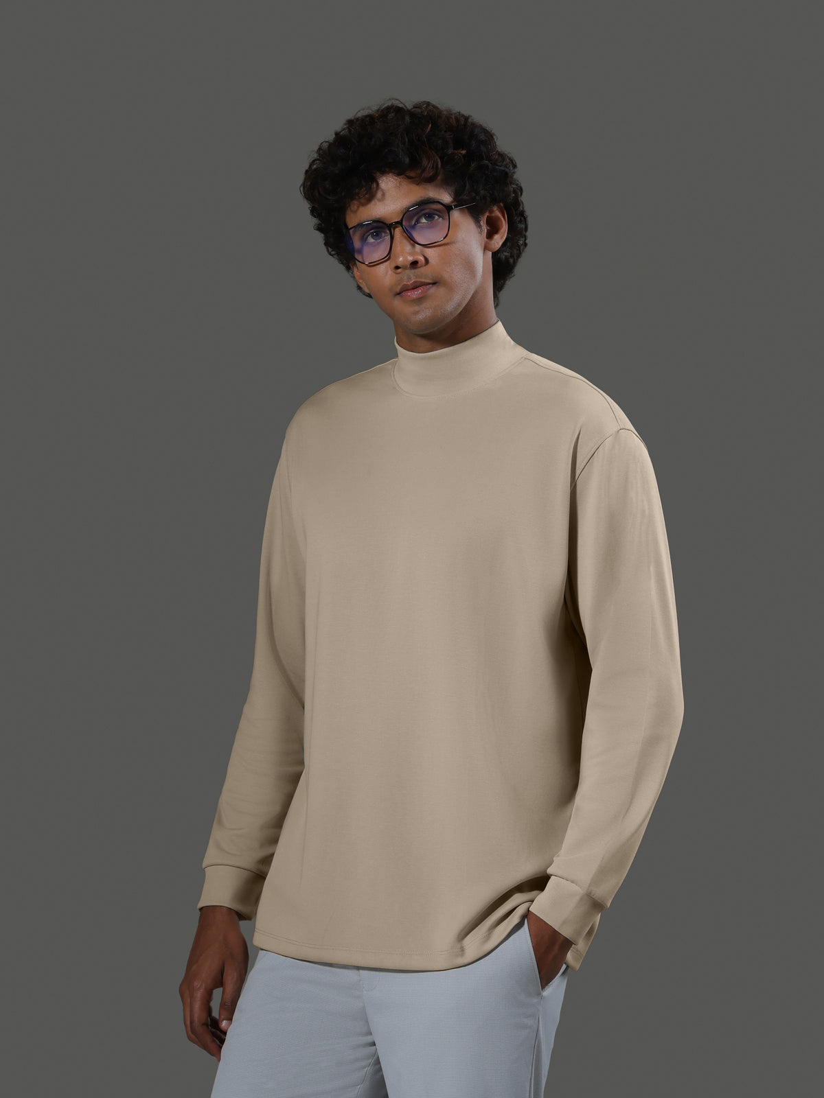 after-hours-mock-neck-long-sleeves-clay image 1 - After Hours Mock Neck Long Sleeves - Clay