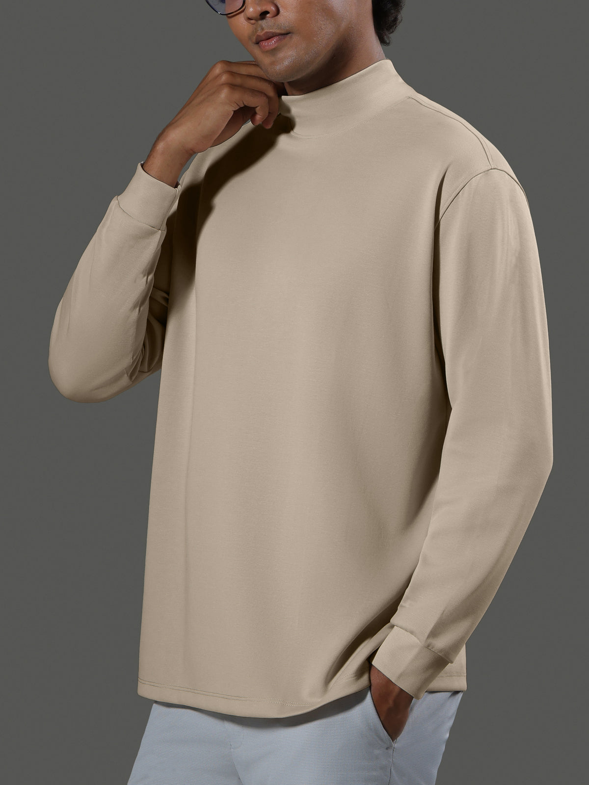 after-hours-mock-neck-long-sleeves-clay image 4 - After Hours Mock Neck Long Sleeves - Clay