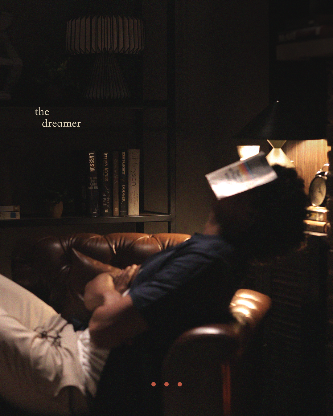The dreamer reading in a library