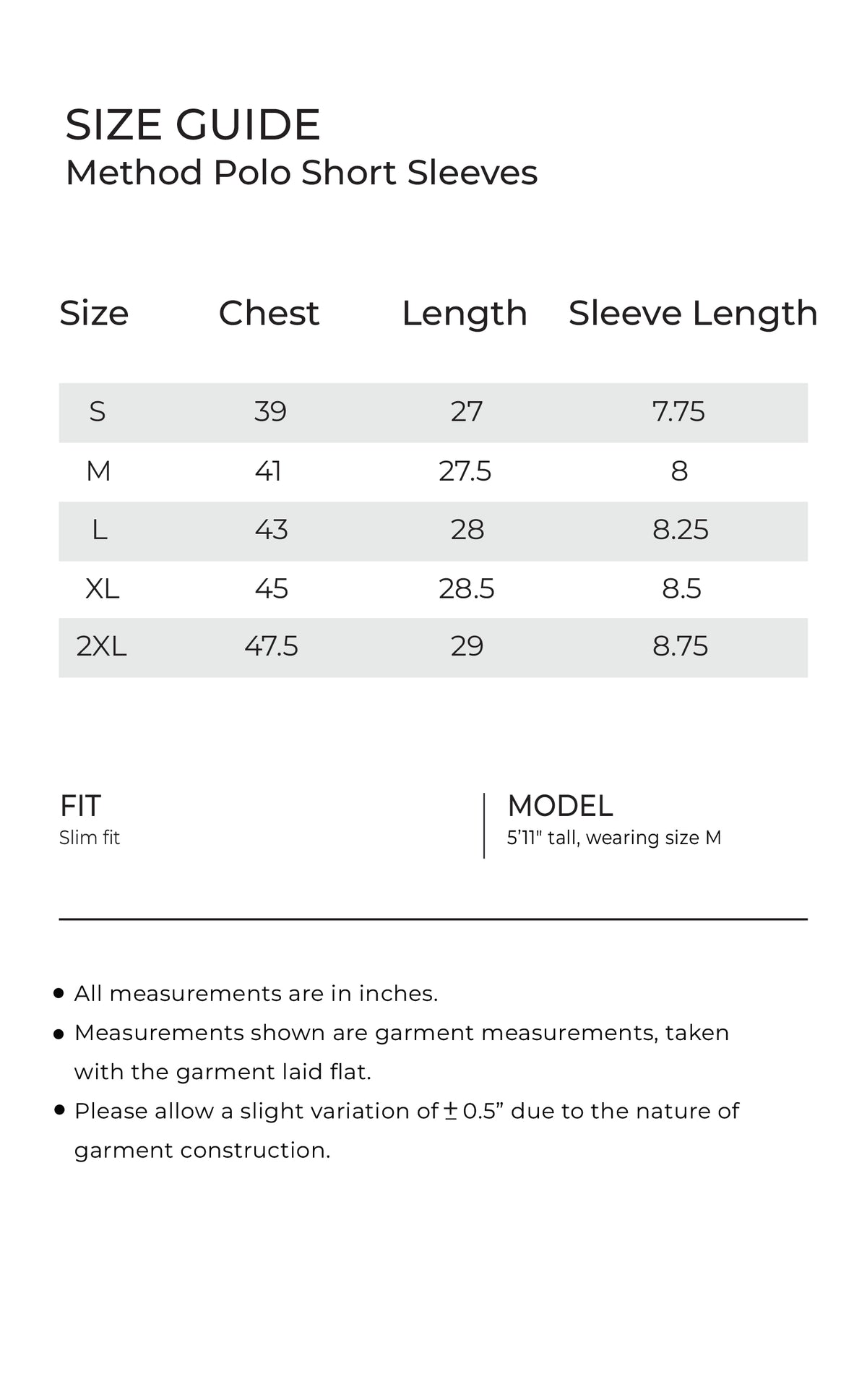 method Polo mobile size guide